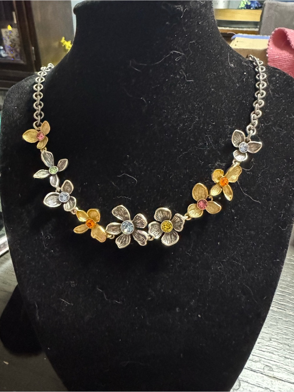 Brighton Floral Multicolor Crystal Pendant Necklace - Women Jewelry